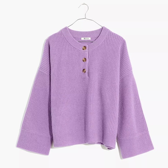 Madewell Sweaters - NWT Madewell (Re)sourced Cashmere Ribbed Henley Sweater Exotic Lavender XXS